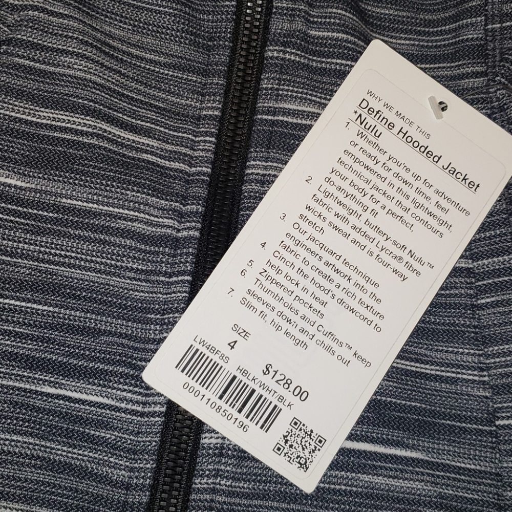 Lululemon Define Hooded Nulu Jacket HBLK/WHT/BLK 4 Nwt - Picture 6 of 13